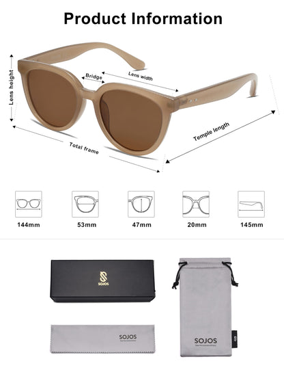 SOJOS Trendy Cat Eye Round Polarized Sunglasses for Women Fashion UV Protection Sunnies Sunglasses SJ2175