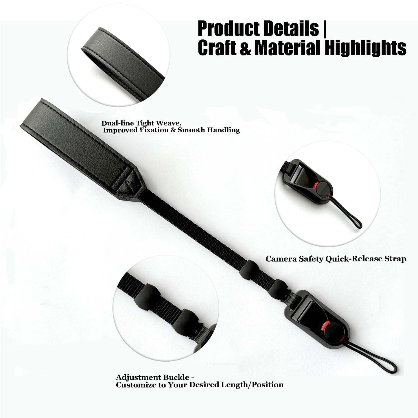 YUJA Quick-Release Wrist Strap for Camera, Secure Anti-Drop Leather Hand Grip Compatible with Sony, Canon, Fujifilm, GoPro