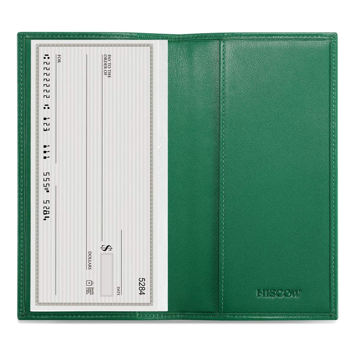 HISCOW Minimalist Checkbook Cover - Full Grain Leather (Premium Green)