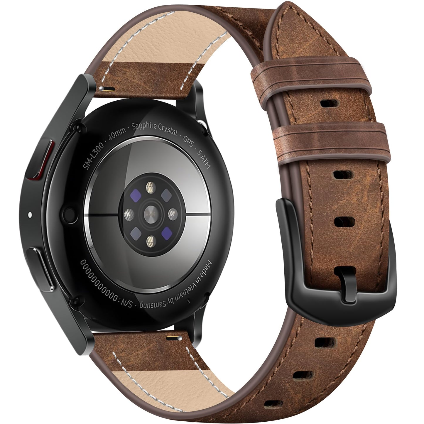 WestEagle Leather Bands for Men Compatible with Samsung Galaxy Watch 7/Watch 6 5 4 40mm 44mm/Watch 6 Classic 47mm 43mm/Galaxy Watch 5 Pro Band 45mm, 20mm Wristband Strap, Retro Walnut+Black Buckle