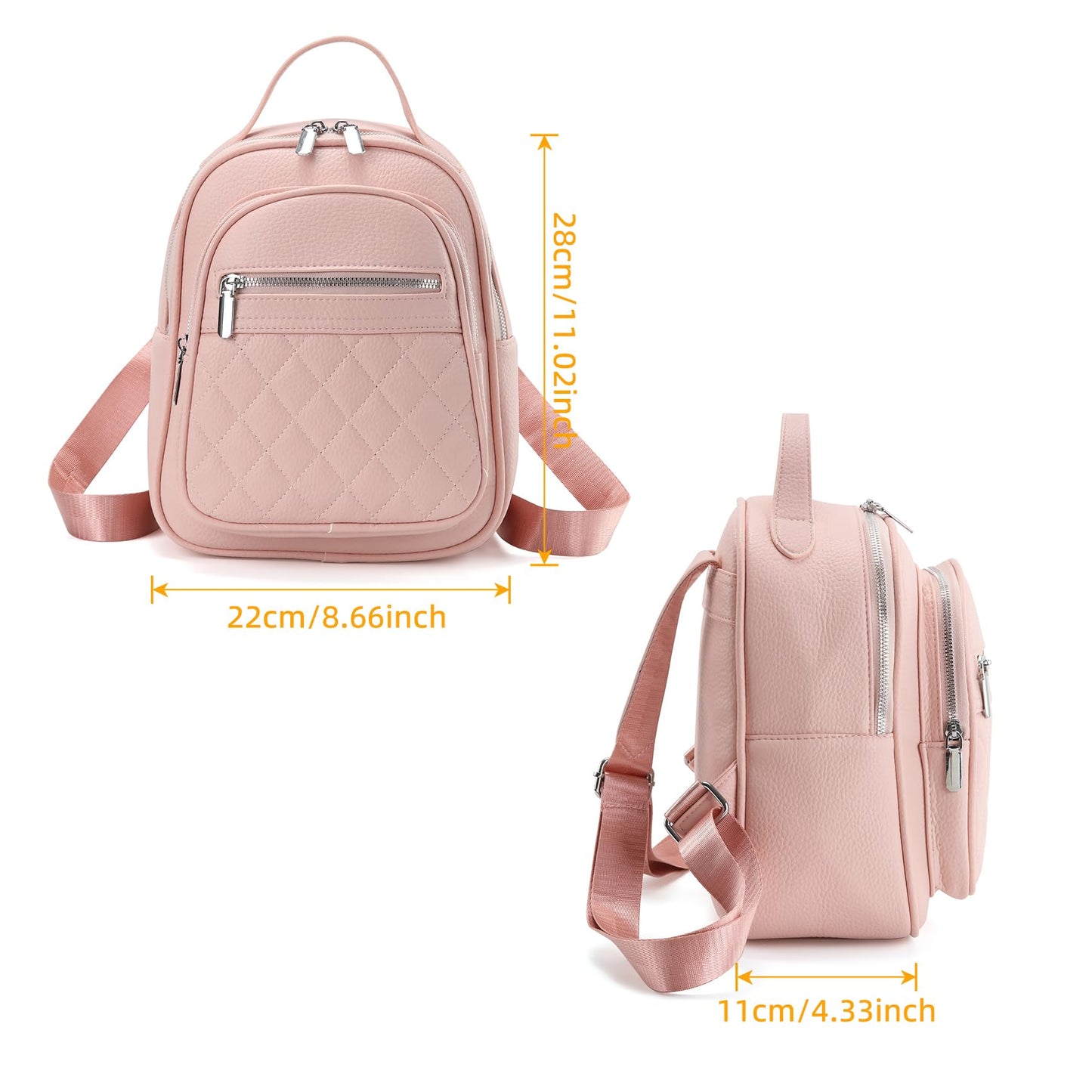 Rueesh PU Backpack for Women Small PU Leather Backpack Purse for Ladies Travel Shoulder Bag Pink