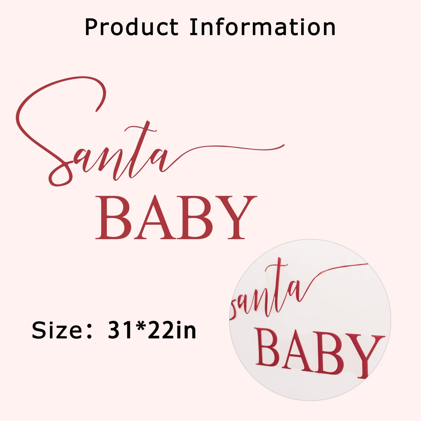 Eurteka Santa Baby Decal - Christmas Theme Baby Shower Party Decal,Merry Christmas Gender Reveal Decoration,Little Santa Party Supplies (Santa Baby Decal)
