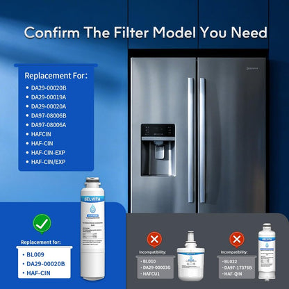 BELVITA Refrigerator Water Filter, Compatible with DA29-00020A/B, DA29-00020B-1，HAF-CIN/EXP, RF28HFEDBSR, RF263BEAESR, RF263TEAESG, RF28HDEDBSR, HAF-CIN, RF4287HARS,RF4267HARS, 3 Pack