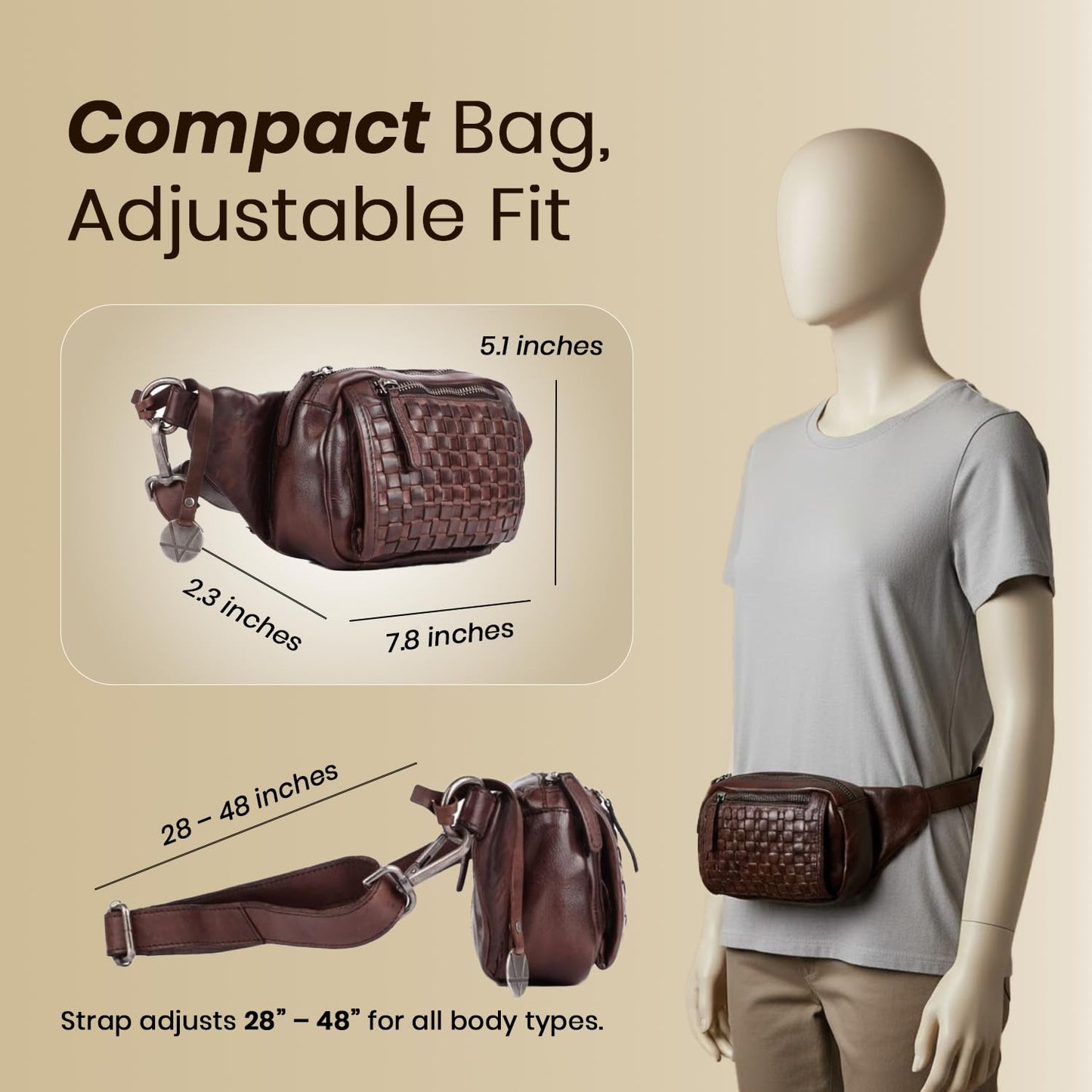 Vilenca Holland Genuine Leather Waist Bag Unisex, Waist Bag for Travel Trendy Casual Travelling Essentials Kept Bag Stylish, Durable, and Secure Travel Companion(VL-094-BROWN)