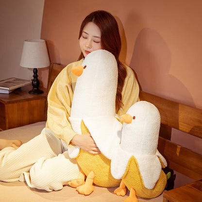PEACH CAT Banana Duck Plush Toy Cute Plushie Hugging Plush Pillow Duck Stuffed Animal for Girls and Boys Yellow 35.4"