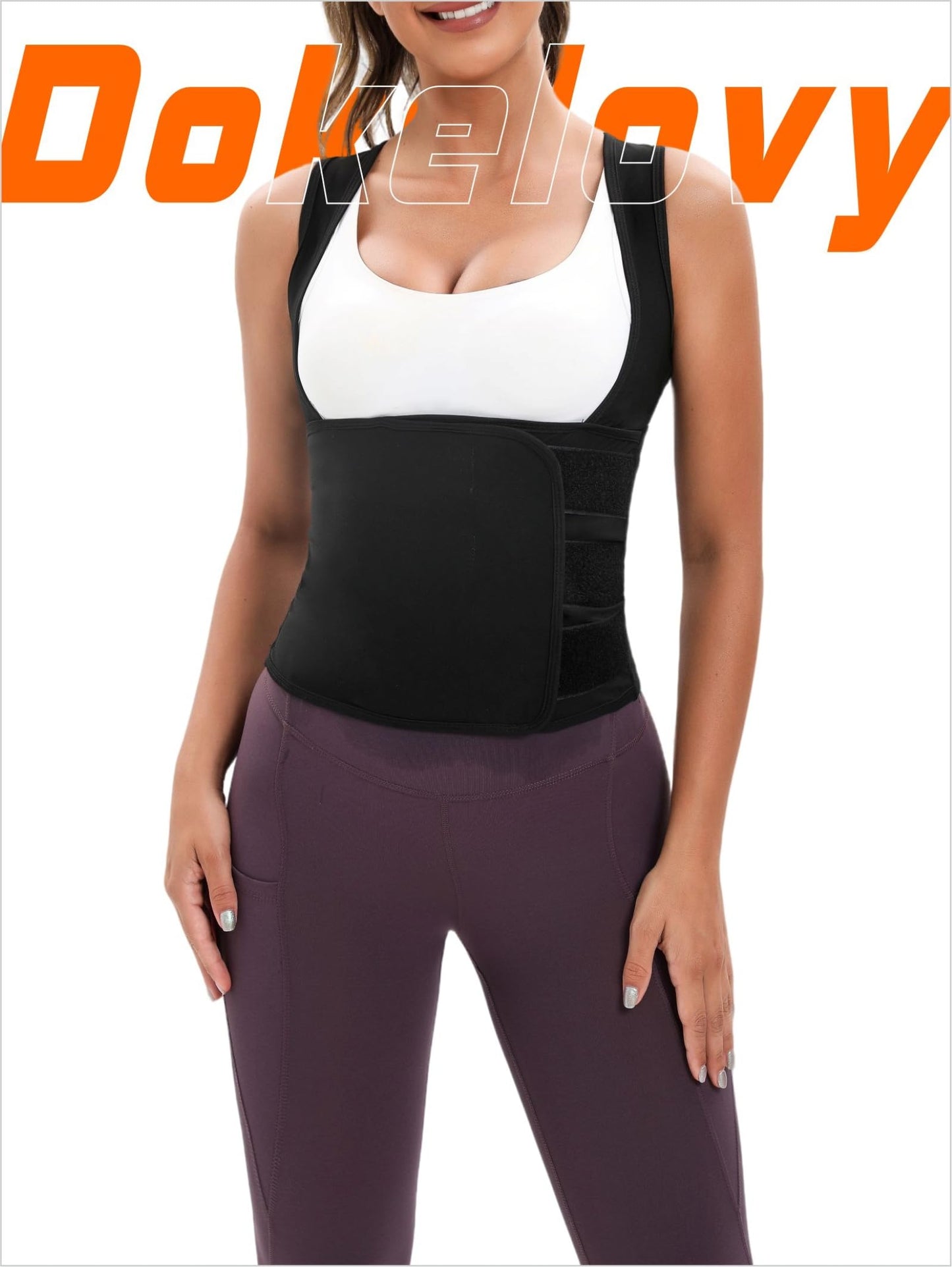 Dokelovy Women's Sauna Vest Waist Trainer - Adjustable Tummy Control Workout Shaper for Belly, Sweat Enhancer for Gym, Yoga