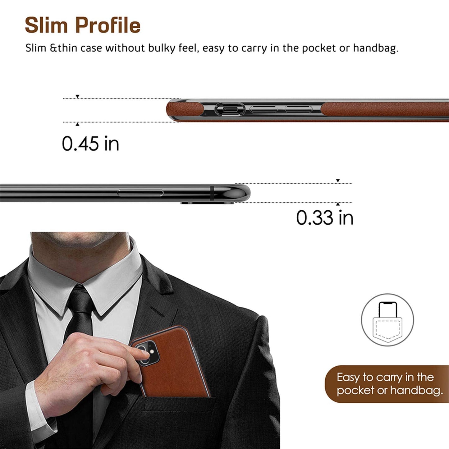 LOHASIC for iPhone 11 case Leather – Slim PU Leather with Electroplated Frame, Anti-Slip Grip, Soft TPU Bumper, Business Luxury iPhone 11 Phone case (6.1”) Protective Case for Men & Women- Brown