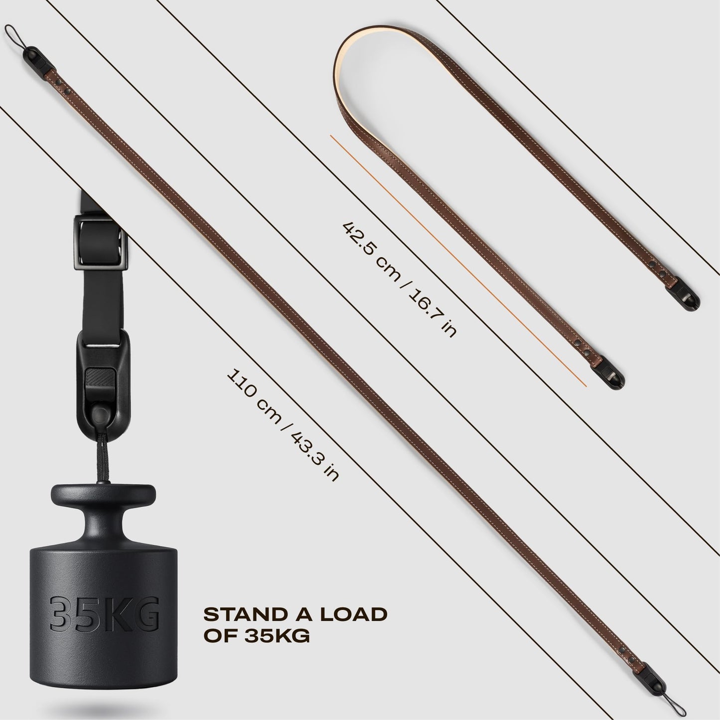 C Coiro Slim Leather Camera Strap with Quick Release, Neck Adjustable Camera Shoulder Strap SLR Compatible with All Camera Brands Padded/Brown