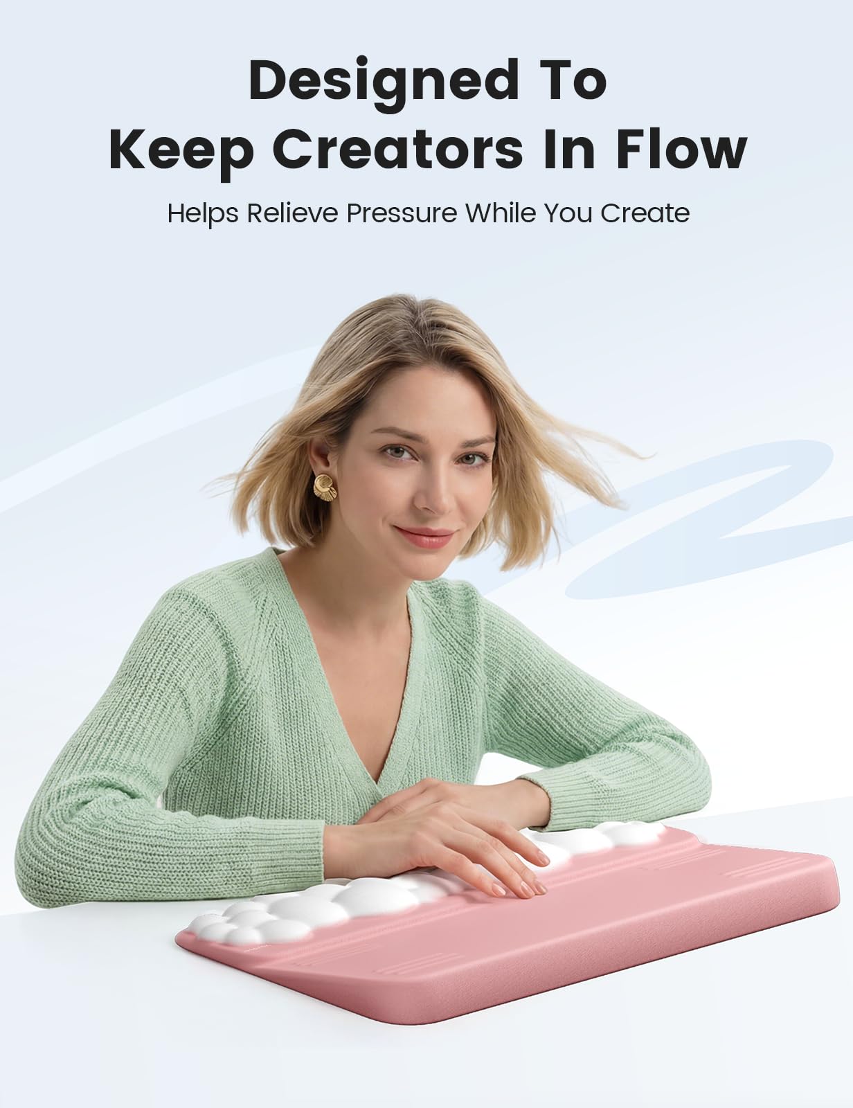 Vaydeer Cloud Wrist Rest with Keyboard Stand, Computer Wrist Support Pad Soft Memory Foam, Ergonomic Keyboard Riser Holder Lifter Tilted Wrist Cushion for Desk, Palm Hand Typing for Office Home Gaming