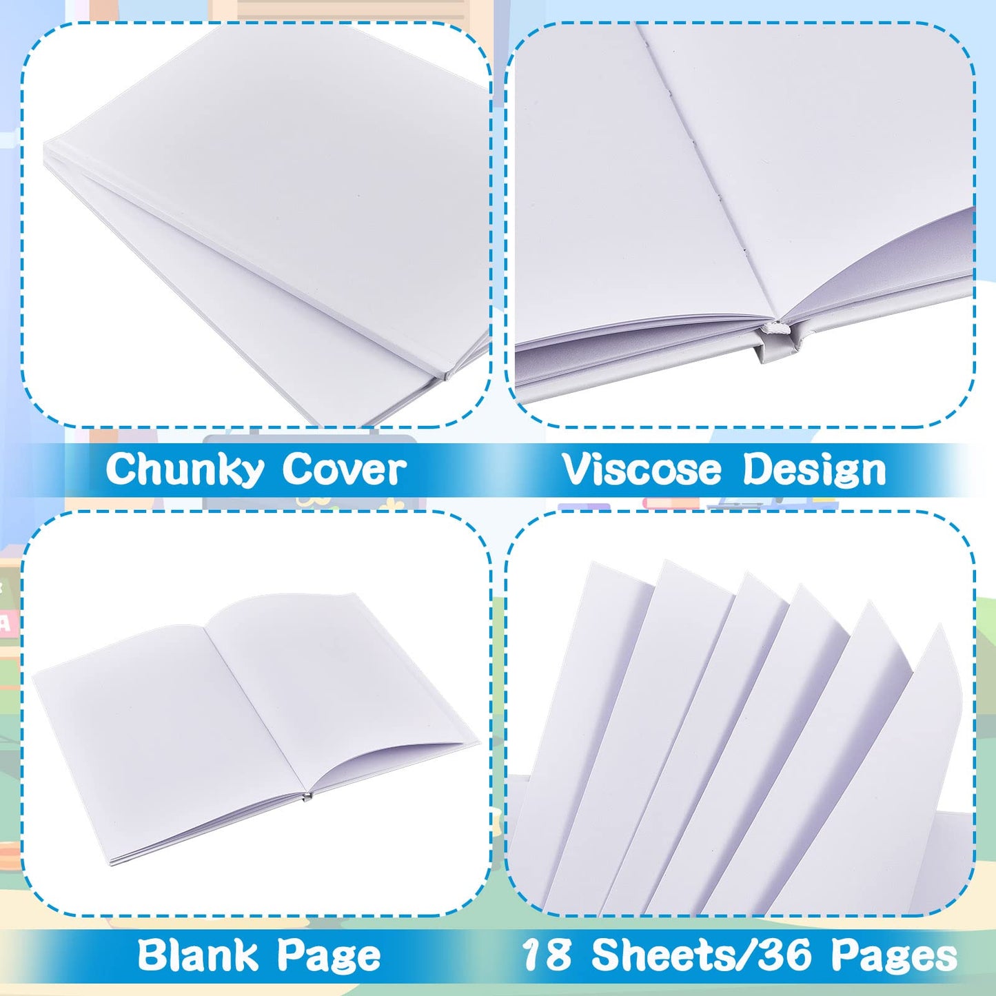 Jecery 12 Pcs Blank White Books Hardcover Sketchbooks White Blank Notebook Hard Cover Journal for Kids Reading Writing Sketch, 18 Sheets Each, 11 x 8.5 Inch