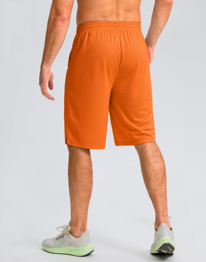 G Gradual Men's Athletic Shorts with Pockets 9" / 11" Long Basketball Shorts Lightweight Quick Dry Gym Workout Shorts for Men(Orange,4XL)