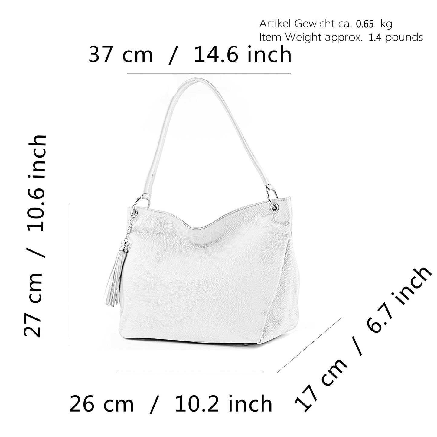 modamoda de - T154 - shoulder bag made of italy leather (Cream beige)