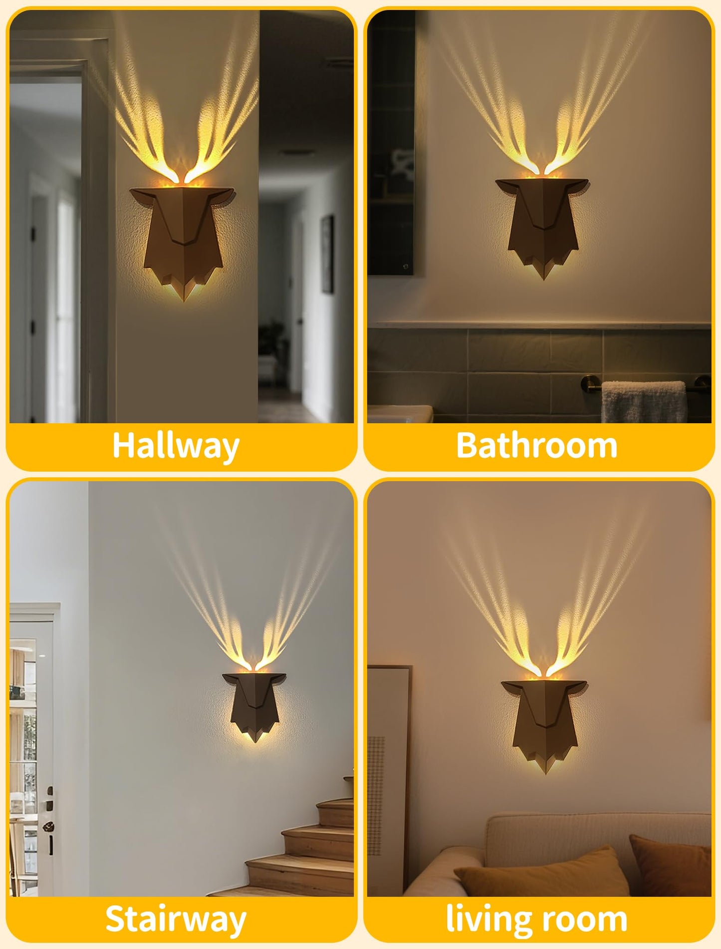 Tarinks Deer Night Light with Remote Control, Rechargeable Antler Lamp, Dimmable Deer Wall Light, Deer Sconce Gifts for Women Men Dad Husband Uncle Brother Friend, Hallway Stairway Home Decor