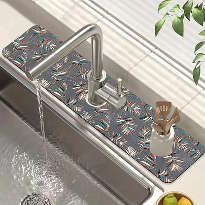 Ceramic Texture Sink Splash Guard Kitchen Tiles Faucet Absorbing Mat Fast