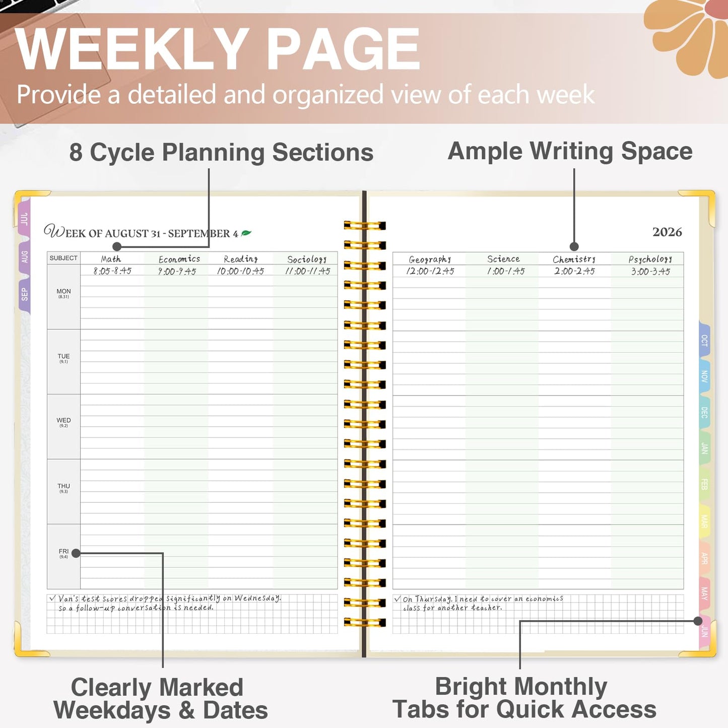 Teacher Planner 2026-2027, Academic Teacher Lesson Planner from July 2026 to June 2027, 8.5"x11" Large Weekly & Monthly Lesson Plan Book with Pocket & Stickers for School Teachers Supplies