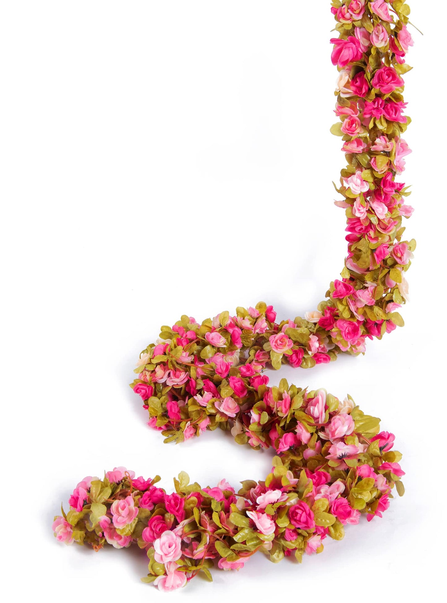 PONKING 8 Pcs x 8.2 ft Flower Garland Artificial Rose Vine Flowers with Green Leaves Hanging Fake Roses Vine for Room Party Home Wedding Birthday Christmas Wall Arch Decor, Fall Purple Flower