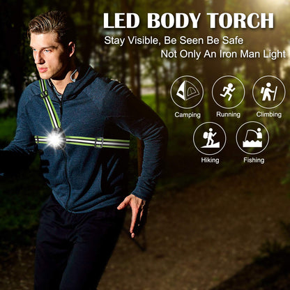 WESTGIRL Running Light, 90° Adjustable Beam Angle, 500 Lumens, Rechargeable USB Waterproof Running Lamp, Safety Light, Lightweight Sports Running Lights for Jogging, Hiking, Camping, Fishing