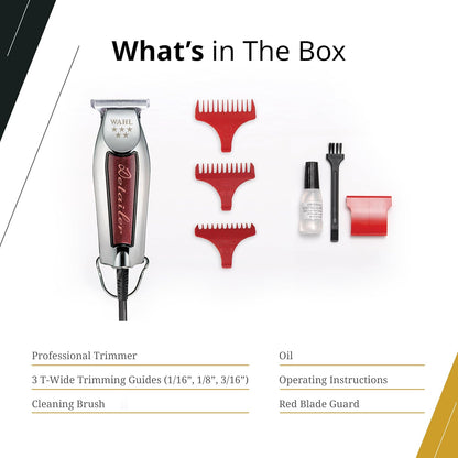 Wahl Professional Detailer Corded Trimmer Adjustable T Blade Lightweight Rotary Motor Complete Kit Burgundy