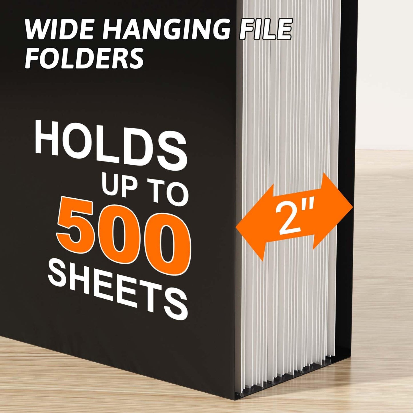 Nordun Extra Capacity Plastic Hanging File Folder Letter Size,12 Pack Reinforced Hang Folders with Heavy Duty 2 Inch Expansion,Durable Hanging Organizer Designed for Bulky Files(Black)
