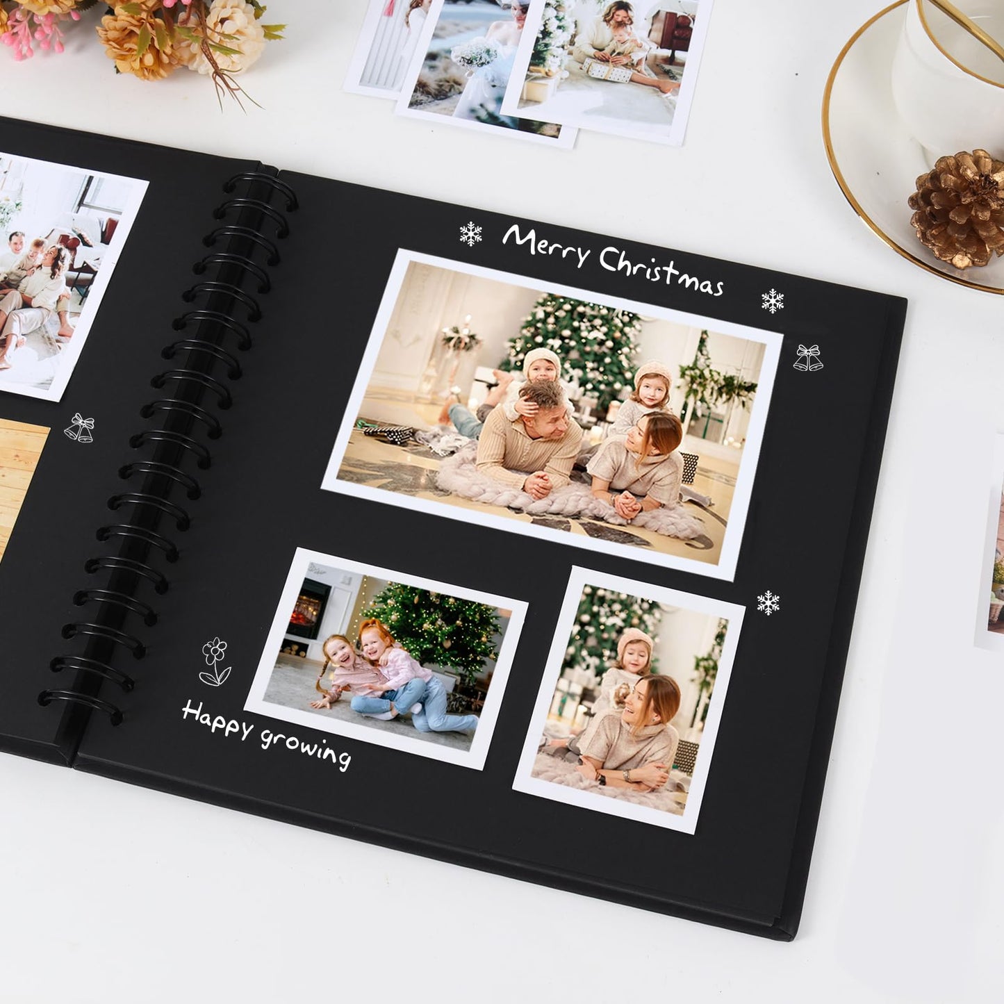 RECUTMS 12 x 12 Inch Large Scrapbook Album Kraft Blank Page DIY Scrapbook Photo Album, 60 Pages Memory Book for Wedding Anniversary Family Small Scrapbook Photo Album (Black)