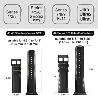 SUNFWR Leather Bands Compatible with Apple Watch Band 42mm(Series 3 2 1) 44mm 45mm 46mm 49mm for Men Women, Top Grain Genuine Leather Replacement Strap for iWatch Ultra 3 2 1, SE3 2 1, Series 11 10 9 8 7 6 5 4 3 2 1