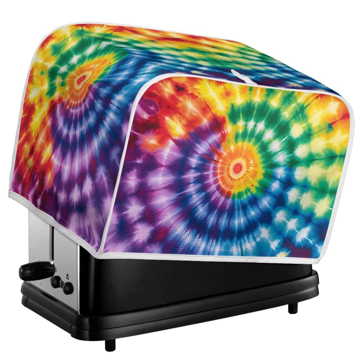 ASQVTIFE 4 Slice Toaster Covers for Kitchen Rainbow Tie Dye Dust Covers for Kitchen Appliances Bread Machine Oven Dust Cover Top Handle Design Greasy Protection Anti Sputtering