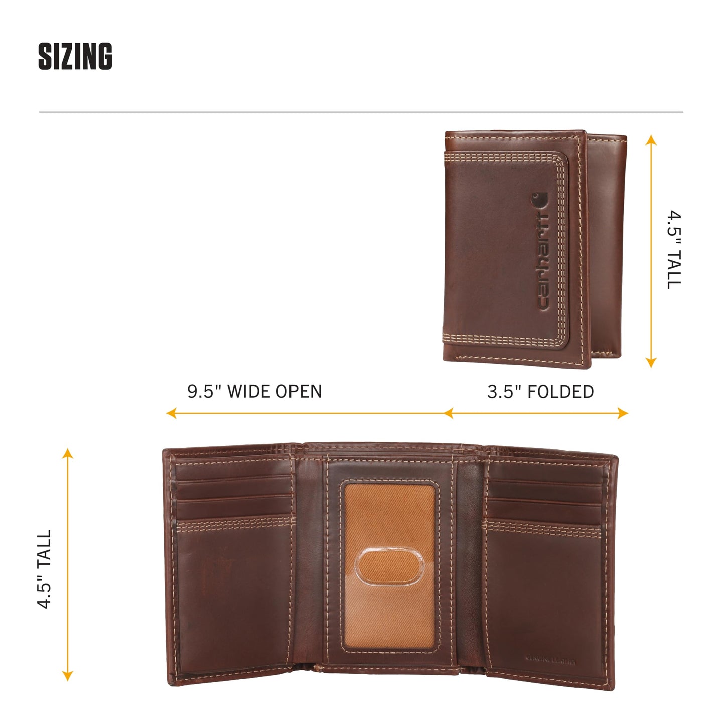 Carhartt Men’s Leather Triple Stitch Wallet, Durable Full-Grain Leather Bifold, Trifold & Rodeo Styles, Gifts for Men
