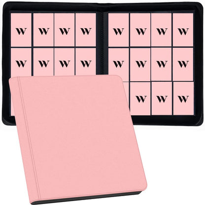 12 Pocket Card Binder, 720 Pockets PU Leather Zipper Trading Card Collection Album, Side-Loading Card Storage Folders for MTG, TCG, Game/Sport Crads (Pink, 12 Pockets)