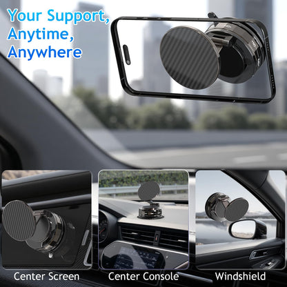 Phone Holders for Your Car, Compatible with MagSafe, Ultra Vacuum Suction Cup Mount, 360° Rotation, Car Phone Holder Compatible with All Models, Carbon Fiber Coffee