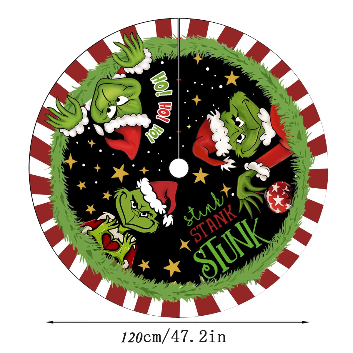 VGNRAR Christmas Tree Skirt 48 Inches Soft Plush Xmas Tree Mat Winter Christmas Tree Decorations Red Green Cartoon Cute Tree Collar Farmhouse Tree Skirts for Home Decor Holiday Party Supplies