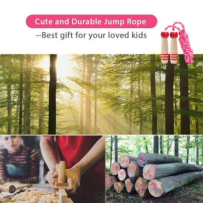 Jump Rope Kids, 7ft Adjustable Cotton Skipping Rope with Wooden Handle for Boys and Girls Fitness Outdoor Exercise