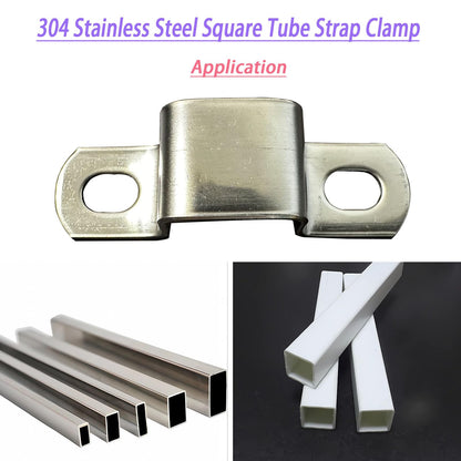 RITUIPIO 5 pcs 50 mm×50 mm Square Pipe Strap 304 Stainless Steel Square Conduit Strap Heavy Duty Tube Strap Clamp for 2"×2" Square Pipe