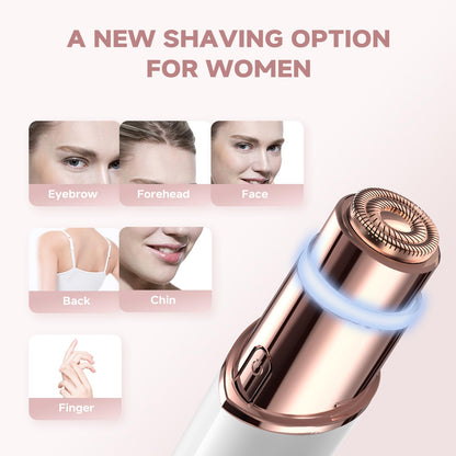 Facial Hair Removal for Women, Electric Painless Rechargeable Facial Hair Remover for Face, Lip, Chin with 2 x Replacement Heads