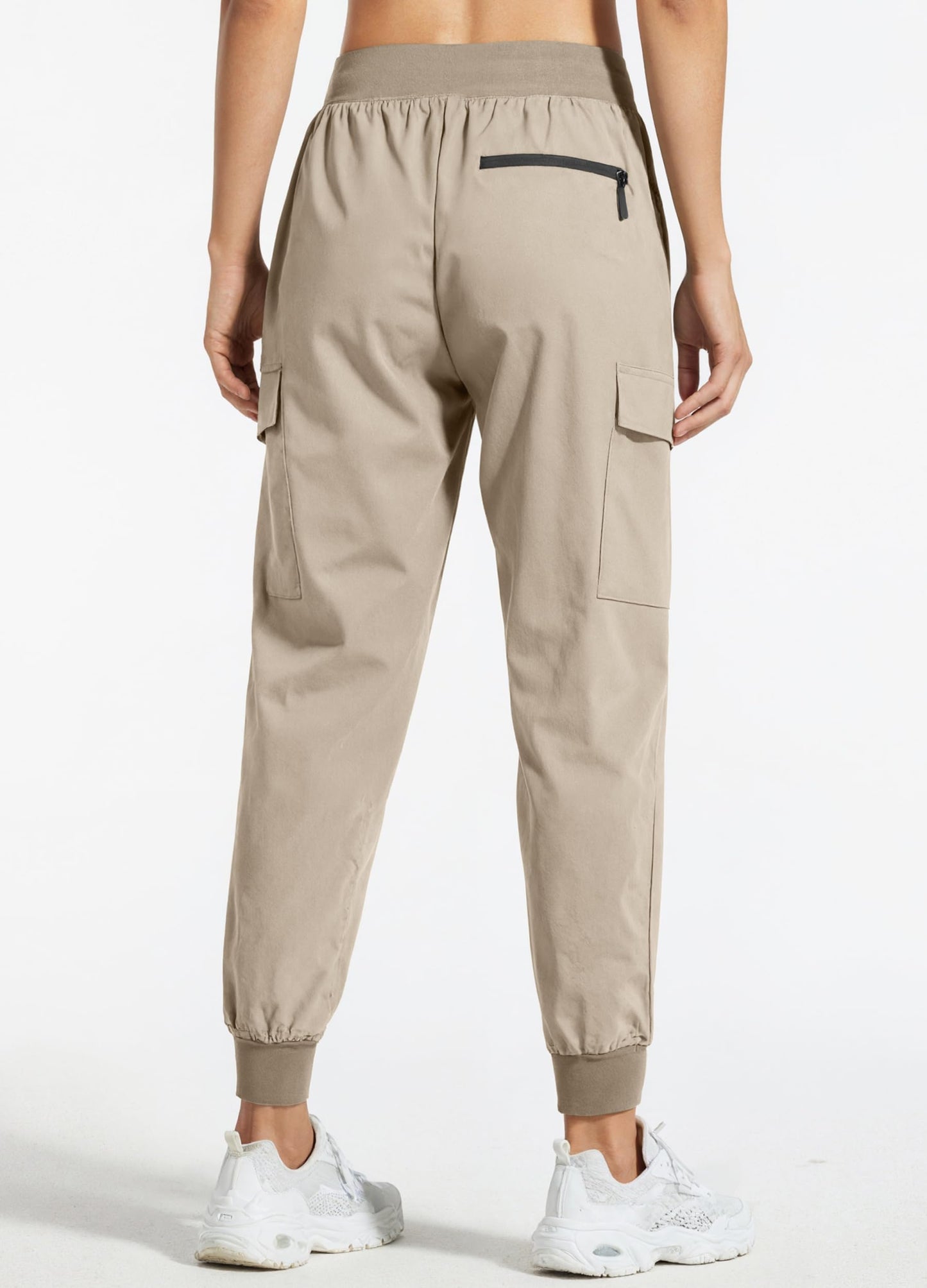 Libin Women's Cargo Joggers Lightweight Quick Dry Hiking Pants Athletic Lounge Casual Travel, Medium Khaki XXL