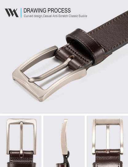 WOLFANT Men's 35mm Dress Casual Belt,100% Italian Full Grain Real Solid Leather