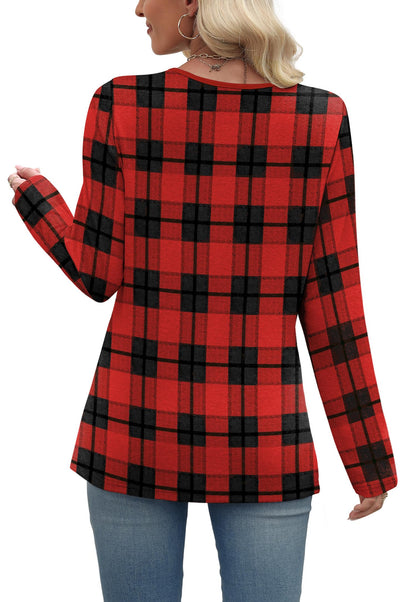 WIHOLL Long Sleeve Shirts for Women Fall Outfits V Neck T Shirts Button Down Tunic Tops Fashion Clothing
