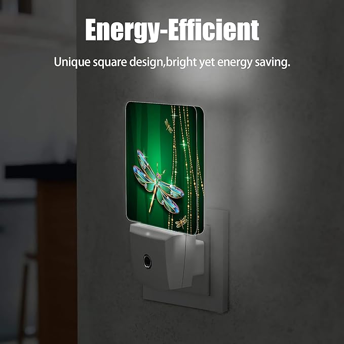 Mystical Dragonfly Night Light Plug in Wall Lamp Smart Dusk to Dawn Sensor for Home Decorative, Kids Room Bedroom Bathroom Kitchen Hallway Gifts