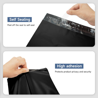 KKBESTPACK 100 Large Poly Mailers 10x13 Shipping Bags for Small Business – Self Sealing Package Envelopes (10 x 13 Pack of 100, Black)