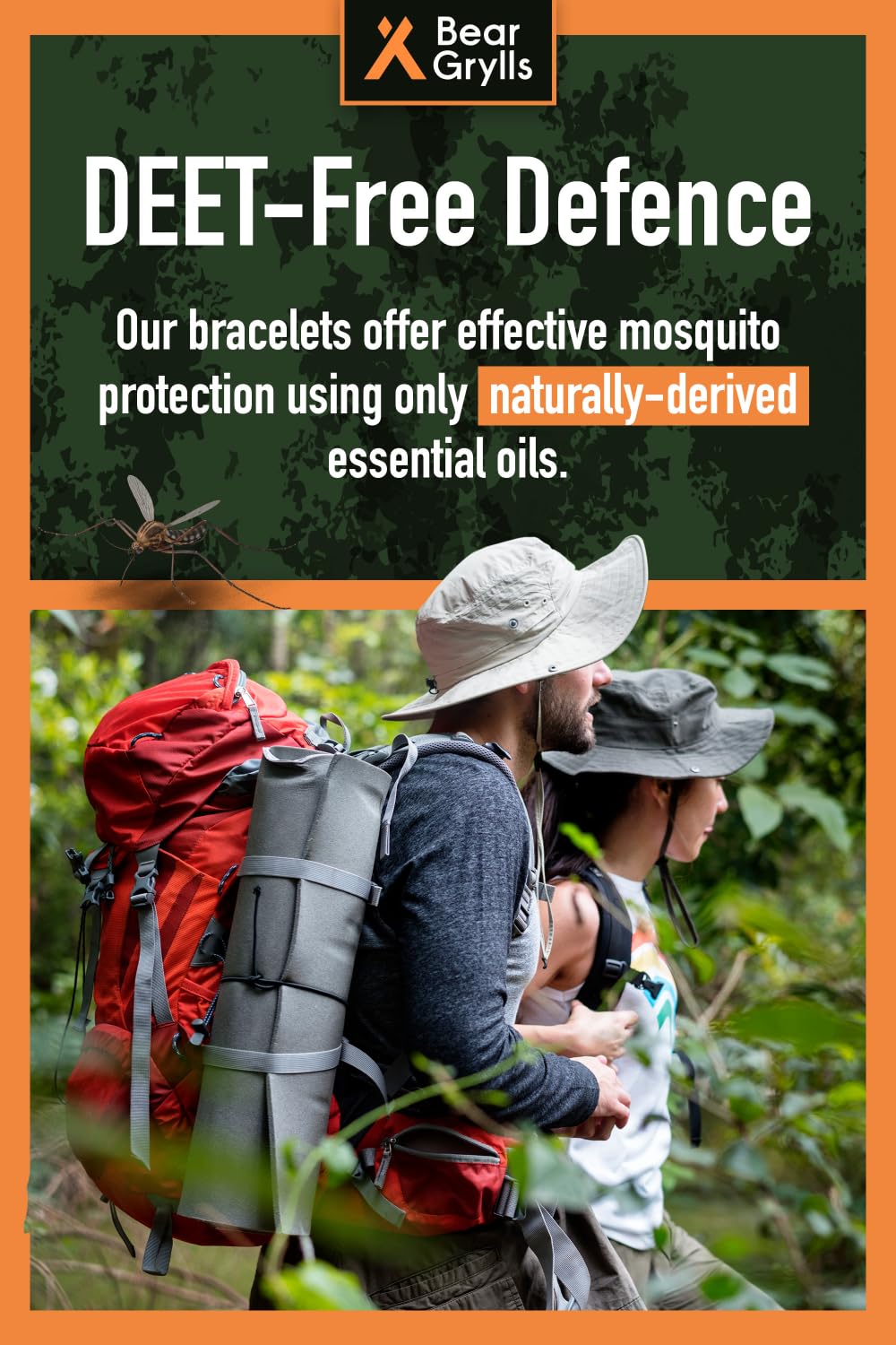 Bear Grylls Mosquito Repellent Bracelets | Crafted for Adventure | Adjustable Leather | DEET-Free | Long-Lasting Protection | Pack of 10