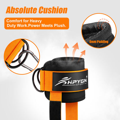 HPYGN Ankle Strap for Cable Machine, Padded Ankle Straps for Cable Machine Kickbacks, Glute Workouts, Leg Extensions, Curls, Booty Hip Abductors Exercise, Adjustable Comfort Ankle Cuff for Gym