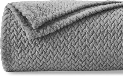 NEWCOSPLAY Super Soft Throw Blanket Grey Premium Silky Flannel Fleece Leaves Pattern Lightweight Bed Blanket All Season Use (Grey, Throw(50"x60"))