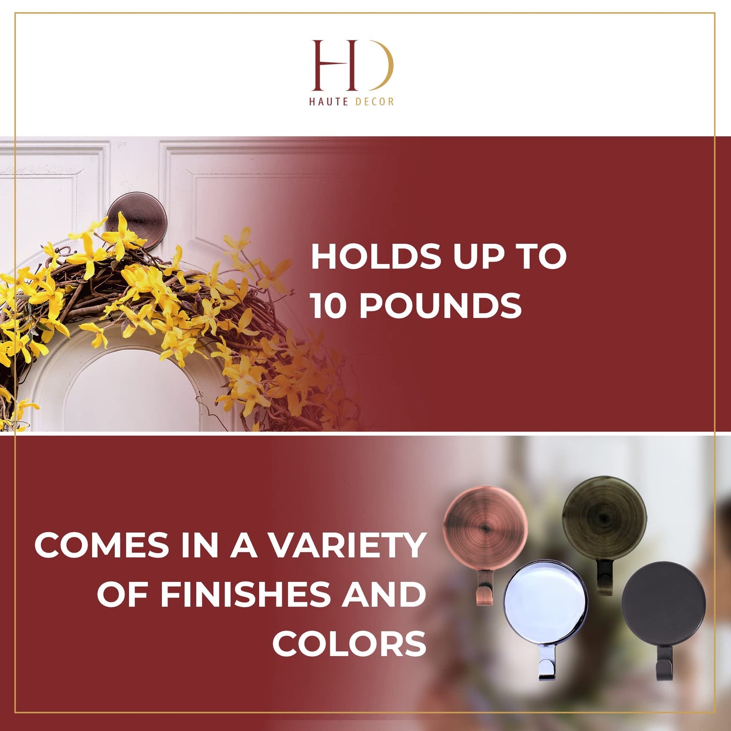 Haute Decor Attract Magnetic Hanger, 1 Pack - Strong Magnet Hook for Metal Doors and Surfaces