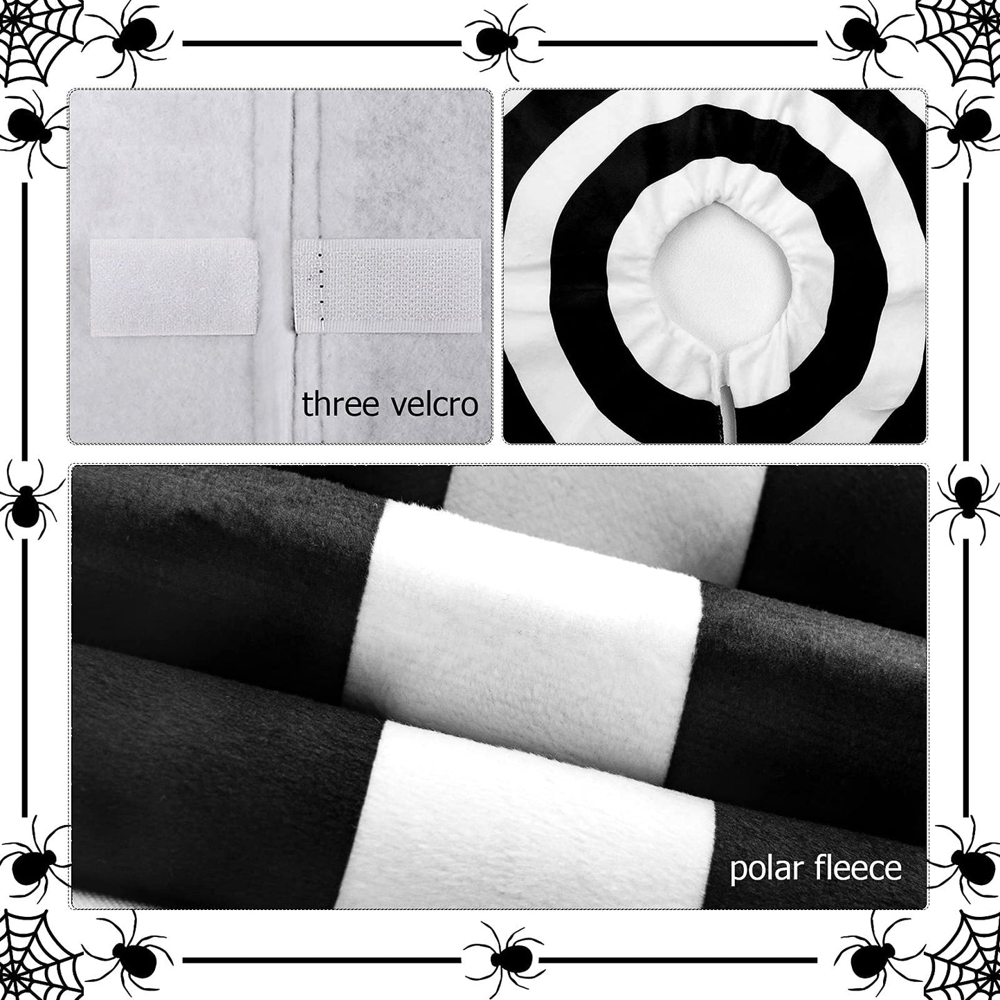 yuboo Black and White Christmas Tree Skirt 48 Inches, Annual Ring Spiral Tree Skirt for Halloween Decorations Ornaments Christmas Tree Decor