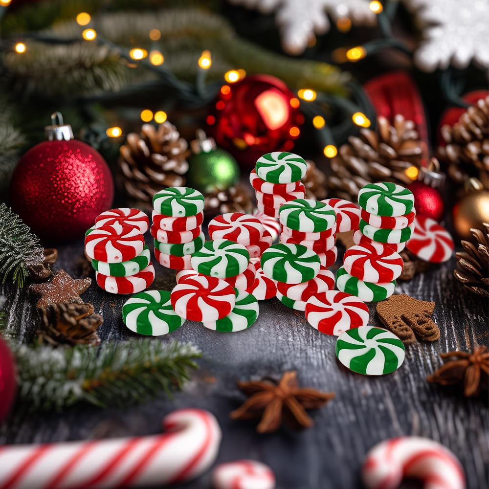 Candy Cane Hanging Peppermint Ornaments for Christmas Tree Decorations - 100 PCS Fake Plastic Candy Cane Ornaments in Red, Green, White