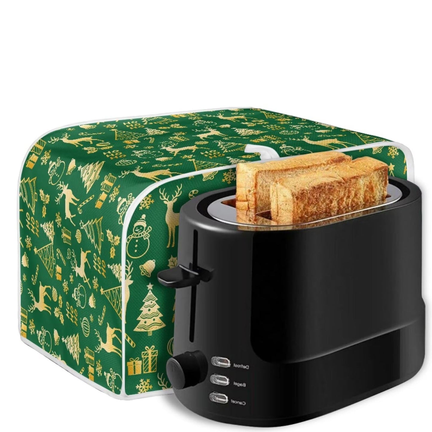 ASQVTIFE Christmas Toaster Covers 4 Slice Wide Slot for Home Christmas Kitchen Decor Green Toaster Oven Covers for Kitchen Counter Kitchen Bakeware Protector Foldable Accessories