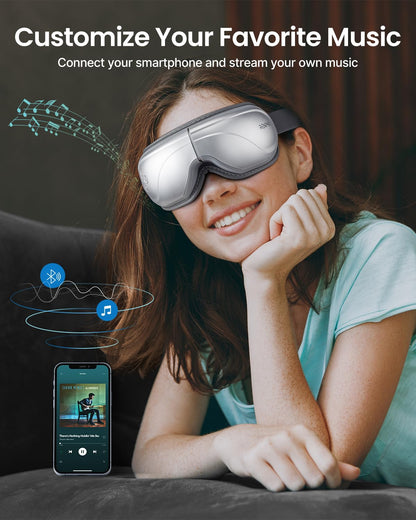 RENPHO Eyeris 2 - Extended Eye Massager with Heat and Vibration for Migraines, Eye Care, Heated Eye Mask with Bluetooth Music to Relieve Eye Strain and Dry Eyes, Improve Sleep, Birthday Gift