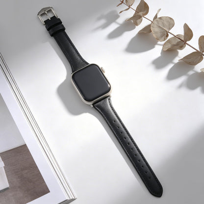 Slim Soft Genuine Leather Bands Compatible with Apple Watch Band 42mm 44mm 45mm 46mm 49mm for Women, Dressy Durable Leather Replacement Strap for iWatch Ultra1/2/3 SE1/2/3 11 10 9 8 7 6 5 4 3 2 1