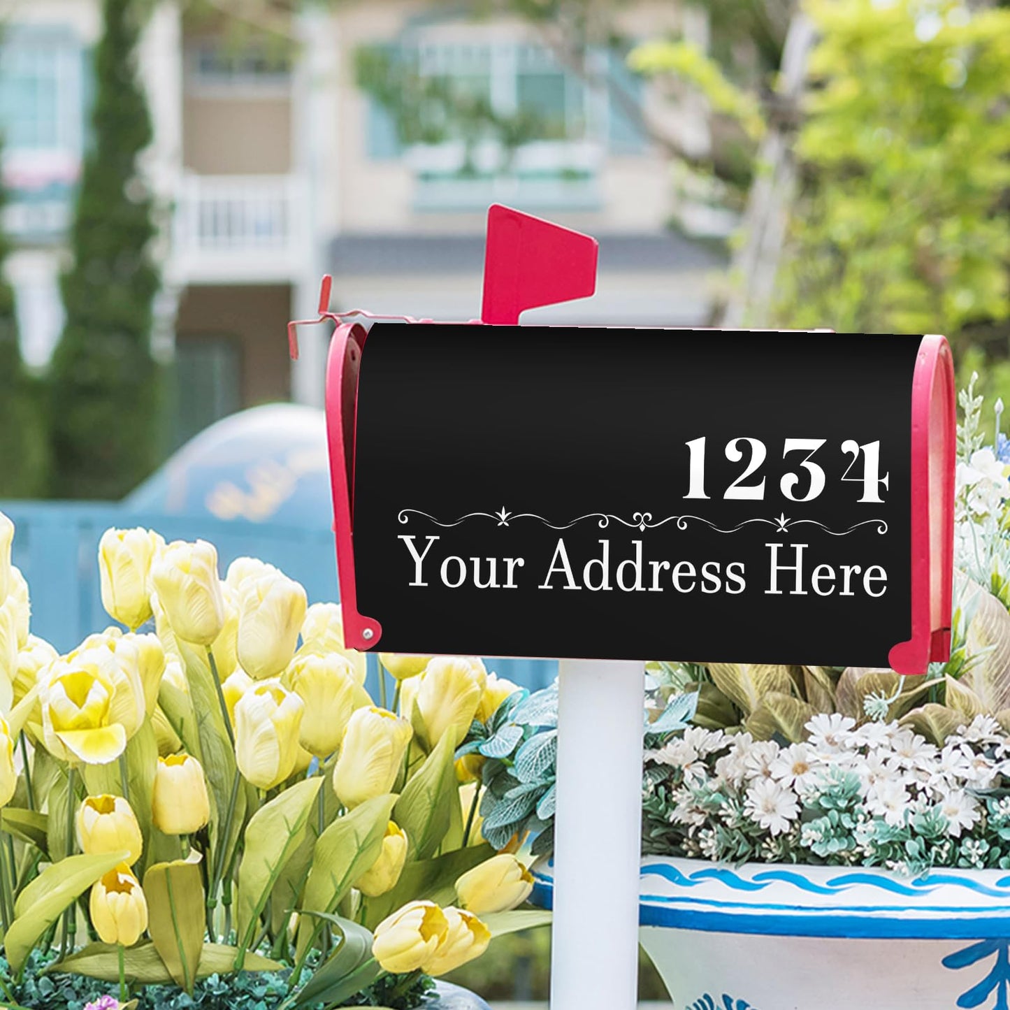 Harooni Personalized Custom Mailbox Covers Magnetic Standard Size 25.5x21 Inch Custom Numbers Street Mailbox Wraps Customized House Address Numbers Post Letter Box Cover for Home Gadern Decor