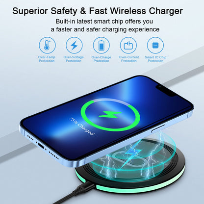 15W Wireless Google Charger Fast Charging Pad for Google Pixel 10 9A 9 Pro XL Fold 8 7 6 Pro 8A 7A,Samsung Galaxy S25 S24 Ultra S23 FE S22 FE S20 Z Flip Fold 7 6,Wireless Charger Station Fast Charging