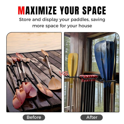 LINGVUM Paddle Storage Wall Rack with Non-scratch Cover, Metal Paddle Holder for Kayak, Paddle Board and Canoe Paddles